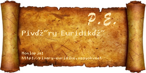 Piváry Euridiké névjegykártya